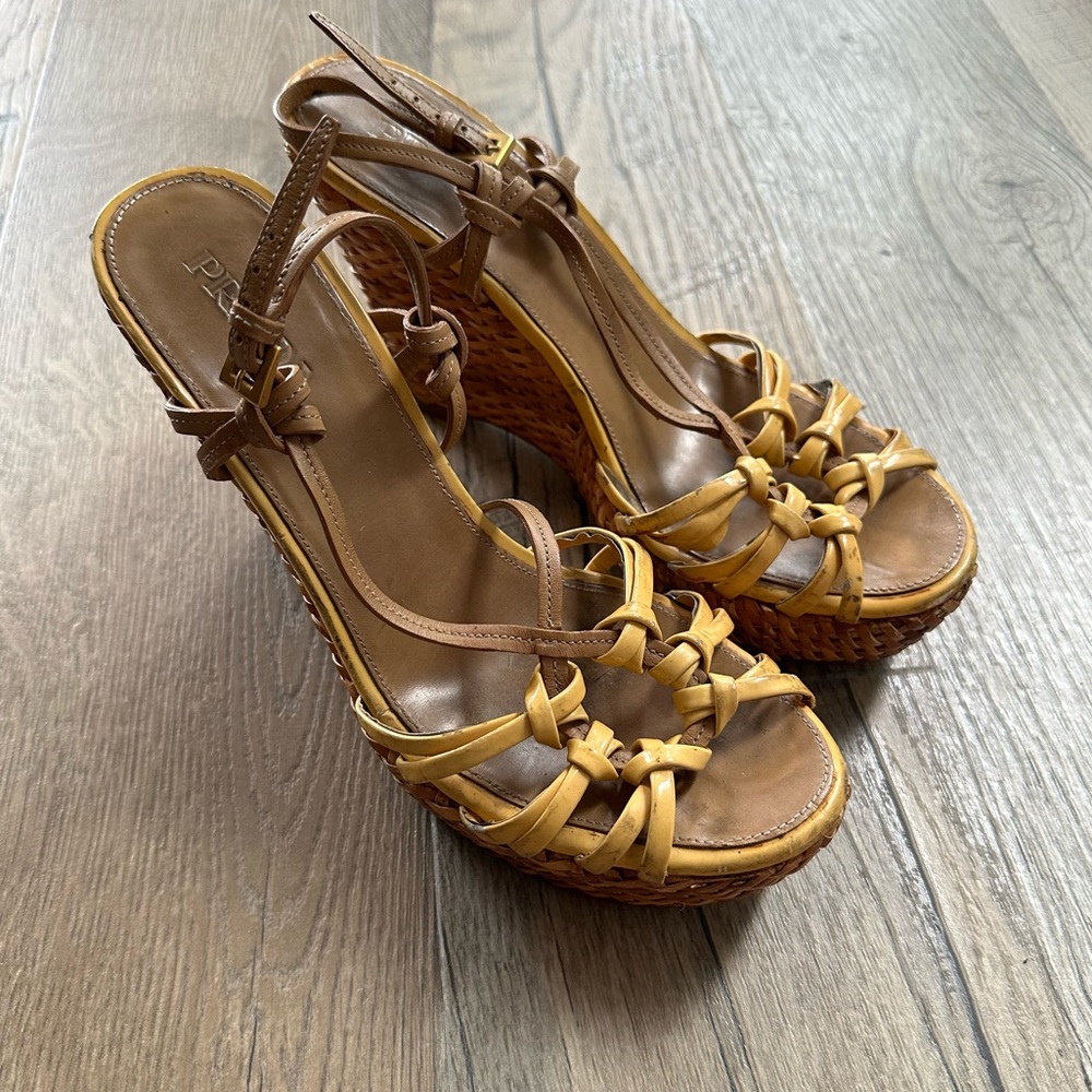 Prada Wedge Strap Heels 38.5
